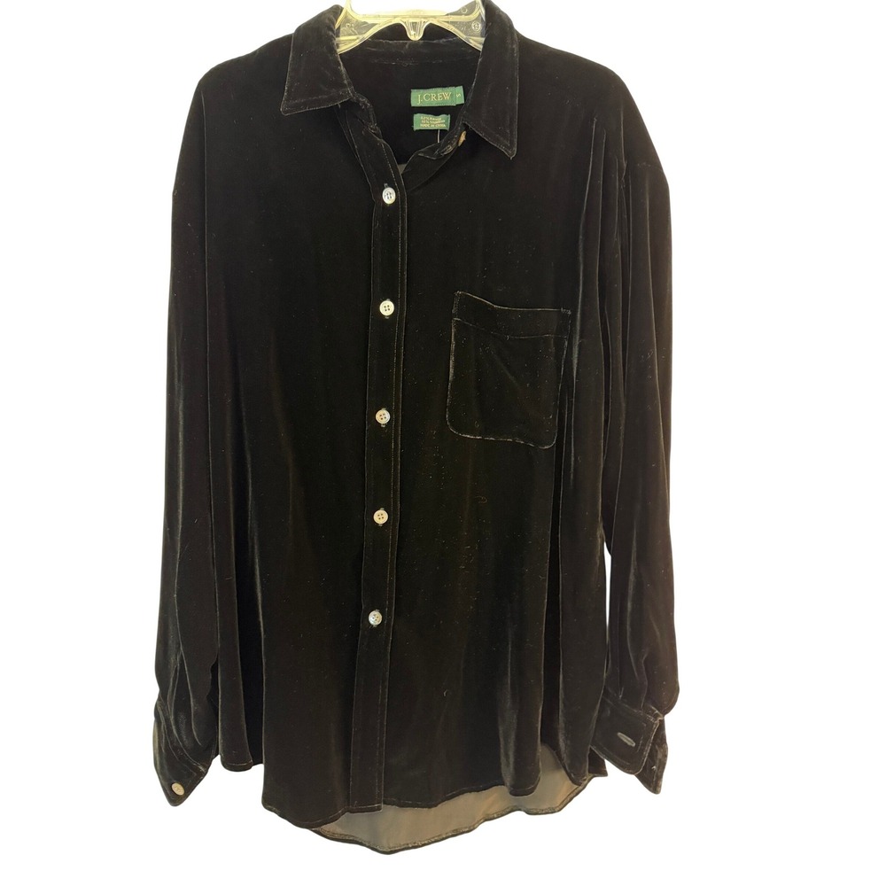 J.‎ Crew Silk Velvet Button Down Shirt Womens S Black